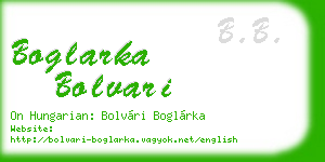 boglarka bolvari business card